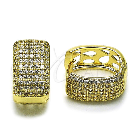 Oro Laminado Huggie Hoop, Gold Filled Style with White Cubic Zirconia, Polished, Golden Finish, 02.266.0049.20