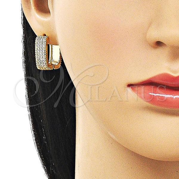 Gold Filled Hoop Earrings — Huggie Hoop with White Cubic Zirconia Polished 02. — alternate product view — SKU 162584 | Oro Laminado aretes de aro — Huggie Hoop with blanco Cubic Zirconia pulido 02. — SKU 162584
