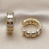 Oro Laminado Huggie Hoop, Gold Filled Style Baguette Design, with White Cubic Zirconia, Polished, Golden Finish, 02.266.0051.20