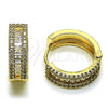 Oro Laminado Huggie Hoop, Gold Filled Style Baguette and Cluster Design, with White Cubic Zirconia, Polished, Golden Finish, 02.266.0052.25
