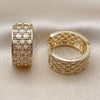 Oro Laminado Huggie Hoop, Gold Filled Style Baguette Design, with White Cubic Zirconia, Diamond Cutting Finish, Golden Finish, 02.266.0054.20