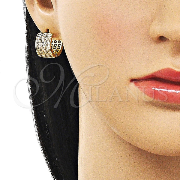 Gold Filled Hoop Earrings — Huggie Hoop with White Cubic Zirconia Polished 02. — alternate product view — SKU 162589 | Oro Laminado aretes de aro — Huggie Hoop with blanco Cubic Zirconia pulido 02. — SKU 162589