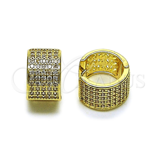 Gold Filled Hoop Earrings — Huggie Hoop with White Cubic Zirconia Polished 02. — main product view — SKU 162589 | Oro Laminado aretes de aro — Huggie Hoop with blanco Cubic Zirconia pulido 02. — SKU 162589