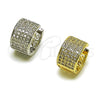 Oro Laminado Huggie Hoop, Gold Filled Style with White Cubic Zirconia, Polished, Golden Finish, 02.266.0055.15