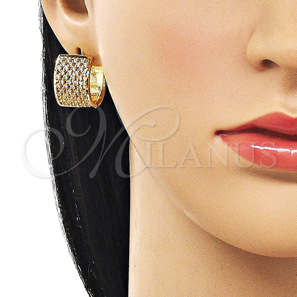 Gold Filled Hoop Earrings — Huggie Hoop with White Cubic Zirconia Polished 02. — alternate product view — SKU 162590 | Oro Laminado aretes de aro — Huggie Hoop with blanco Cubic Zirconia pulido 02. — SKU 162590