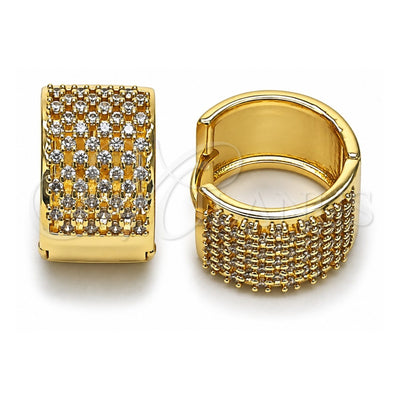Oro Laminado Huggie Hoop, Gold Filled Style with White Cubic Zirconia, Polished, Golden Finish, 02.266.0056.20