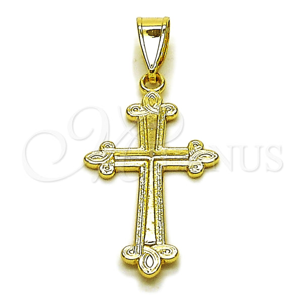 Oro Laminado Religious Pendant, Gold Filled Style Cross Design, Polished, Golden Finish, 05.213.0185