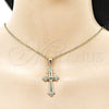 Oro Laminado Religious Pendant, Gold Filled Style Cross Design, Polished, Golden Finish, 05.213.0185