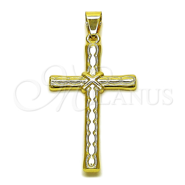 Oro Laminado Religious Pendant, Gold Filled Style Cross Design, Polished, Golden Finish, 05.213.0186