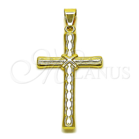 Oro Laminado Religious Pendant, Gold Filled Style Cross Design, Polished, Golden Finish, 05.213.0186