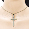 Oro Laminado Religious Pendant, Gold Filled Style Cross Design, Polished, Golden Finish, 05.213.0186