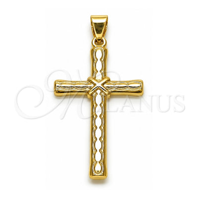 Oro Laminado Religious Pendant, Gold Filled Style Cross Design, Polished, Golden Finish, 05.213.0186