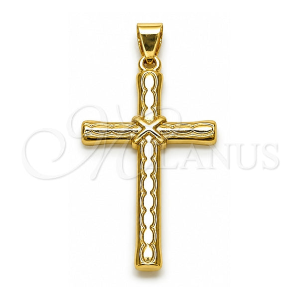 Oro Laminado Religious Pendant, Gold Filled Style Cross Design, Polished, Golden Finish, 05.213.0186