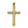 Oro Laminado Religious Pendant, Gold Filled Style Cross Design, Polished, Golden Finish, 05.213.0186