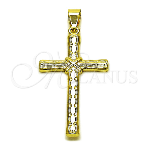 Oro Laminado Religious Pendant, Gold Filled Style Cross Design, Polished, Golden Finish, 05.213.0186