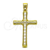 Oro Laminado Religious Pendant, Gold Filled Style Cross Design, Polished, Golden Finish, 05.213.0186