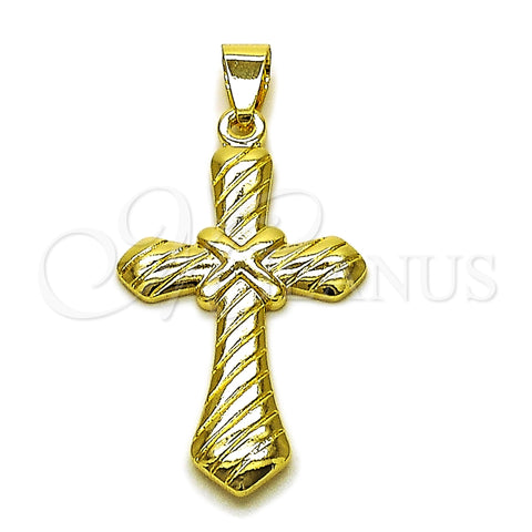 Oro Laminado Religious Pendant, Gold Filled Style Cross Design, Polished, Golden Finish, 05.213.0187