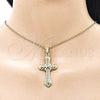 Oro Laminado Religious Pendant, Gold Filled Style Cross Design, Polished, Golden Finish, 05.213.0187