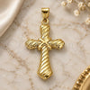 Oro Laminado Religious Pendant, Gold Filled Style Cross Design, Polished, Golden Finish, 05.213.0187
