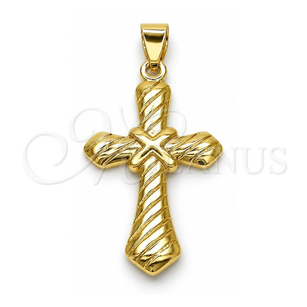 Oro Laminado Religious Pendant, Gold Filled Style Cross Design, Polished, Golden Finish, 05.213.0187
