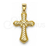 Oro Laminado Religious Pendant, Gold Filled Style Cross Design, Polished, Golden Finish, 05.213.0187