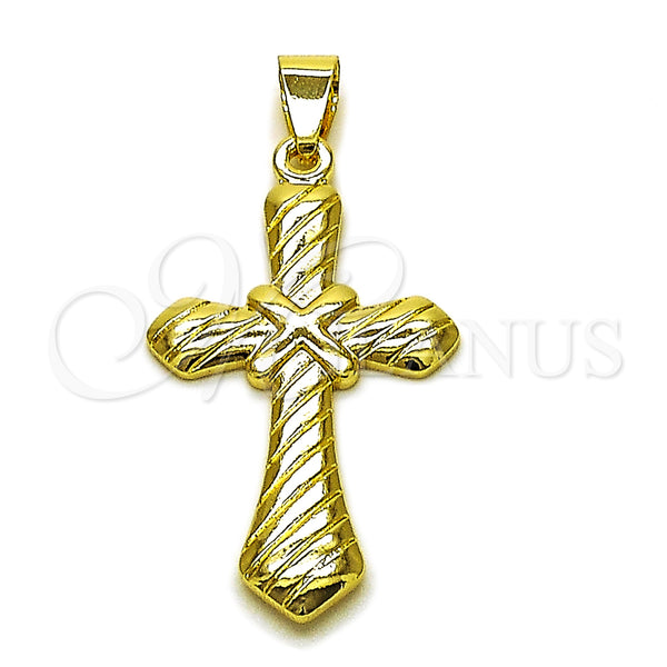 Oro Laminado Religious Pendant, Gold Filled Style Cross Design, Polished, Golden Finish, 05.213.0187
