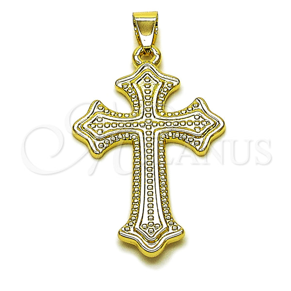 Oro Laminado Religious Pendant, Gold Filled Style Cross Design, Polished, Golden Finish, 05.213.0188