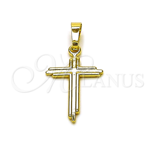 Oro Laminado Religious Pendant, Gold Filled Style Cross Design, Polished, Golden Finish, 05.213.0189