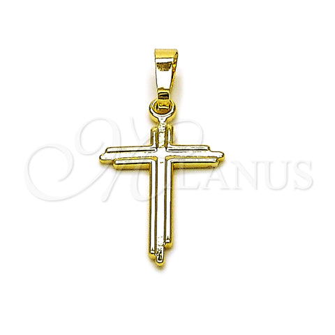 Oro Laminado Religious Pendant, Gold Filled Style Cross Design, Polished, Golden Finish, 05.213.0189