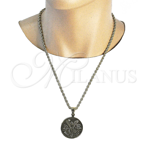 Gold Filled Pendant — Religious Pendant Coin and Centenario Coin Design Polished — alternate product view — SKU 162600 | Oro Laminado dije — Religious Pendant Coin and Centenario Coin diseño pulido — SKU 162600
