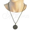 Oro Laminado Religious Pendant, Gold Filled Style Coin and Centenario Coin Design, Polished, Golden Finish, 05.213.0191