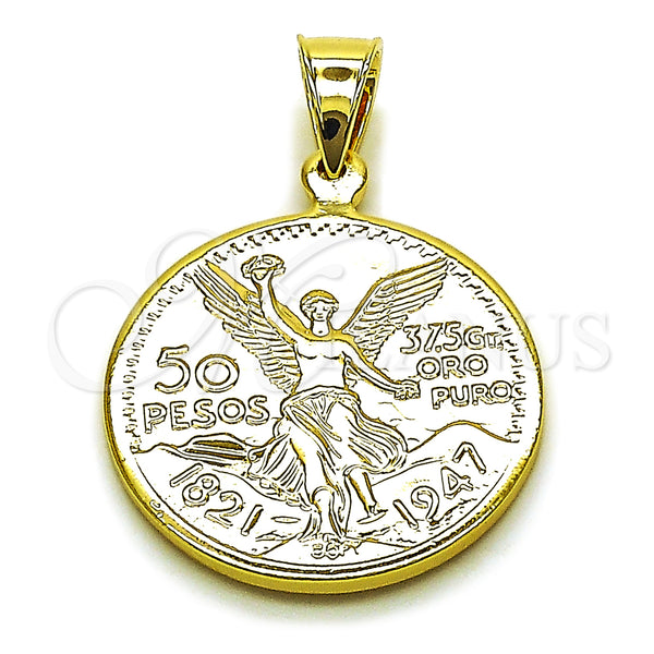Gold Filled Pendant — Religious Pendant Coin and Centenario Coin Design Polished — main product view — SKU 162600 | Oro Laminado dije — Religious Pendant Coin and Centenario Coin diseño pulido — SKU 162600