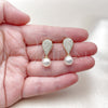 Oro Laminado Stud Earring, Gold Filled Style Teardrop Design, with Ivory Pearl and White Micro Pave, Polished, Golden Finish, 02.156.0738