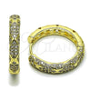 Oro Laminado Huggie Hoop, Gold Filled Style with White Cubic Zirconia, Polished, Golden Finish, 02.266.0060.30