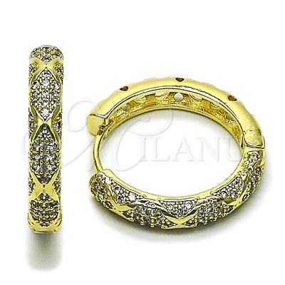 Oro Laminado Huggie Hoop, Gold Filled Style with White Cubic Zirconia, Polished, Golden Finish, 02.266.0060.30 for wholesale, main product view