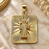 Oro Laminado Religious Pendant, Gold Filled Style San Benito Design, Diamond Cutting Finish, Golden Finish, 05.253.0164.1