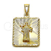 Oro Laminado Religious Pendant, Gold Filled Style San Benito Design, Diamond Cutting Finish, Golden Finish, 05.253.0202