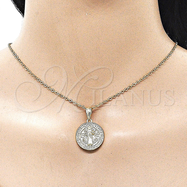 Gold Filled Pendant — Religious Pendant San Benito Design Polished 05. — alternate product view — SKU 162624 | Oro Laminado dije — Religious Pendant San Benito diseño pulido 05. — SKU 162624