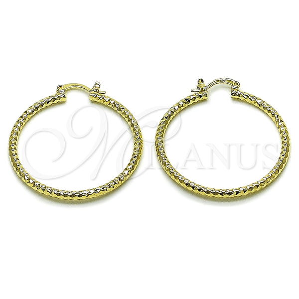 Oro Laminado Medium Hoop, Gold Filled Style Diamond Cutting Finish, Golden Finish, 02.170.0544.40