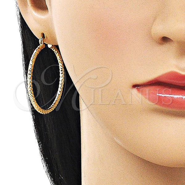 Gold Filled Hoop Earrings — Medium Hoop Diamond Cutting 02. — alternate product view — SKU 162627 | Oro Laminado aretes de aro — Medium Hoop Diamond Cutting 02. — SKU 162627