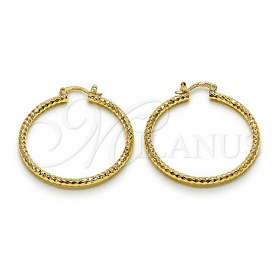 Oro Laminado Medium Hoop, Gold Filled Style Diamond Cutting Finish, Golden Finish, 02.170.0544.40