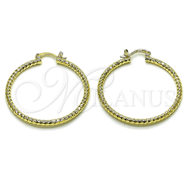 Gold Filled Hoop Earrings — Medium Hoop Diamond Cutting 02. — main product view — SKU 162627 | Oro Laminado aretes de aro — Medium Hoop Diamond Cutting 02. — SKU 162627