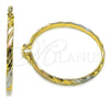 Oro Laminado Large Hoop, Gold Filled Style Twist Design, Polished, Tricolor, 02.170.0488.1.50