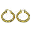 Oro Laminado Medium Hoop, Gold Filled Style Twist Design, Diamond Cutting Finish, Golden Finish, 02.170.0567.30