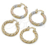 Oro Laminado Medium Hoop, Gold Filled Style Twist Design, Diamond Cutting Finish, Golden Finish, 02.170.0567.30
