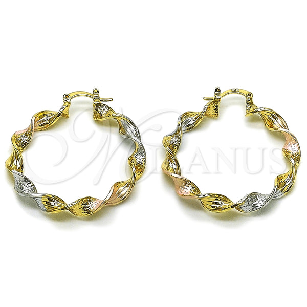 Oro Laminado Medium Hoop, Gold Filled Style Matte Finish, Tricolor, 02.170.0568.1.40