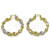 Oro Laminado Medium Hoop, Gold Filled Style Twist Design, Matte Finish, Tricolor, 02.170.0568.1.40