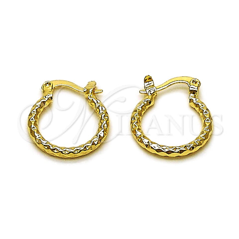 Oro Laminado Small Hoop, Gold Filled Style Diamond Cutting Finish, Golden Finish, 02.170.0296.1.15