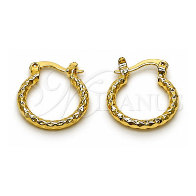 Oro Laminado Small Hoop, Gold Filled Style Diamond Cutting Finish, Golden Finish, 02.170.0296.1.15