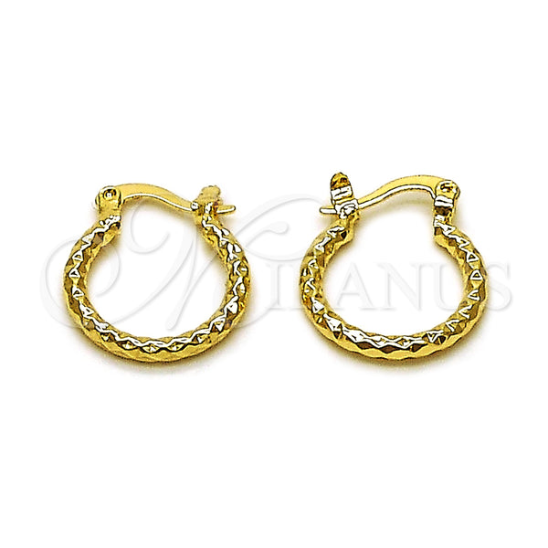 Gold Filled Hoop Earrings — Small Hoop Diamond Cutting 02. — main product view — SKU 162632 | Oro Laminado aretes de aro — aro pequeño Diamond Cutting 02. — SKU 162632